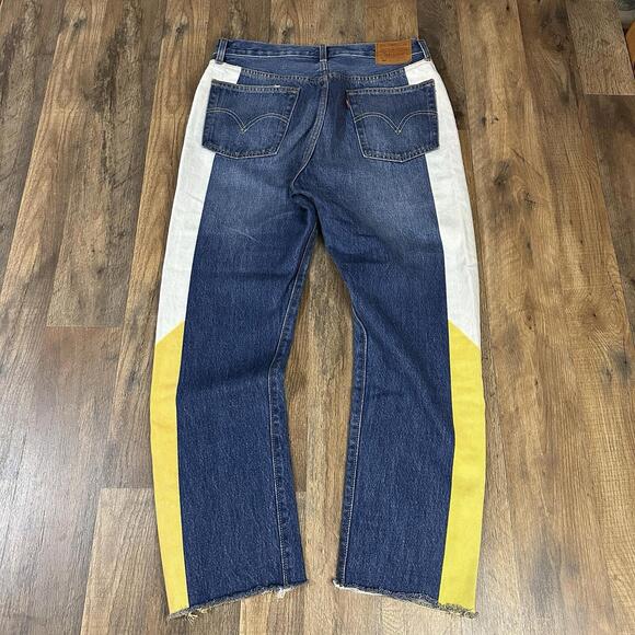 LEVI’S Premium 501 Cropped Moto Jean Color Block  Zipper Womens 30x28 Year 2018 - Picture 4 of 9